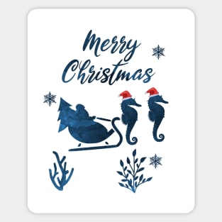 Santa Claus And Sea Seahorse Sleigh Sticker